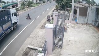 Reckless Rider Gets Run Over By Truck