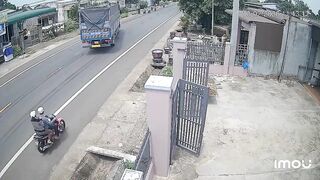 Reckless Rider Gets Run Over By Truck