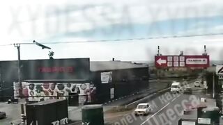 Russian drone destroys Ukrainian ammo depot.