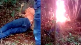 Flames Follow Close Range Execution In The Woods