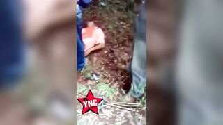 Flames Follow Close Range Execution In The Woods