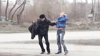 A russian after seeing a Ukrainian drone