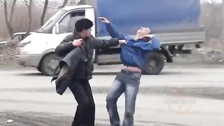 A russian after seeing a Ukrainian drone
