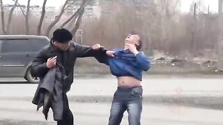 A russian after seeing a Ukrainian drone