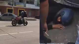 Moment Couple Riding Motorcycle Crashes Into Renault Clio In Colombia