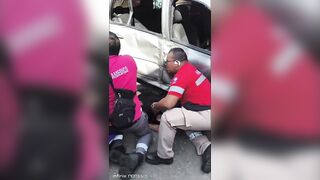 Moment Couple Riding Motorcycle Crashes Into Renault Clio In Colombia