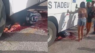 Female Biker Slowly Dies Crushed By The Bus Wheel