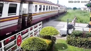 Distracted Honda Rider Hit, Killed By Train In Thailand