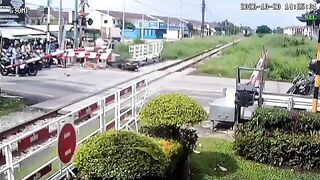 Distracted Honda Rider Hit, Killed By Train In Thailand