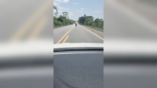 Motorcyclist Swerves Into Oncoming Lane and Crashes Into Truck in Suspected Intentional Collision