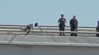 USA: SWAT confronts a man on a bridge for over 2 hours before he finally jumps