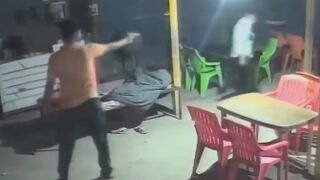 Sleeping Man Beaten And Shot Three Times Inside A Hotel In India (2 Angles)