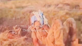 EERIE SCENE OF EXHAUSTED SOLDIER KILLED BY A RUSSIAN DRONE