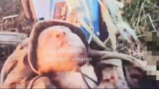 EERIE SCENE OF EXHAUSTED SOLDIER KILLED BY A RUSSIAN DRONE