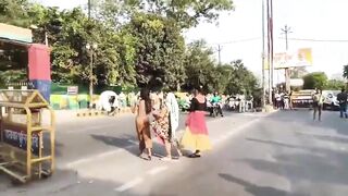 Trannies Stage A Naked Protest Blocking Traffic In India