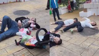 Jumper Landed On Pedestrian Who Was Walking With His Family