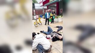 Jumper Landed On Pedestrian Who Was Walking With His Family