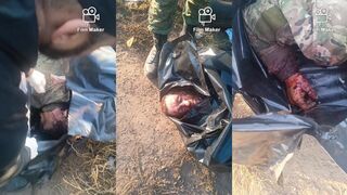 Dirty katsaps identifying their comrades in bodybags