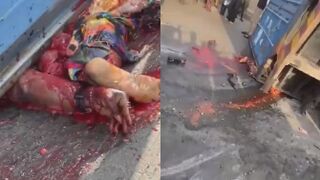 Woman Crushed By Container In Nigeria And Ejected Heart Still Beating  (More Angles)