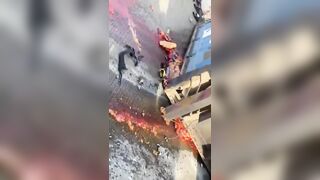 Woman Crushed By Container In Nigeria And Ejected Heart Still Beating  (More Angles)