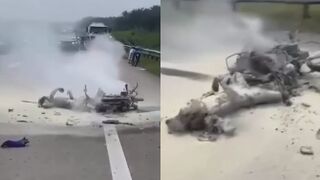 Motorcyclist Burned Alive After Collision With A Truck In Malaysia