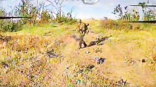 UAF ambush drone destroying ruzky watching a phone on battlefield