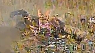 Just another ruzky invader burning in Ukrainian field.