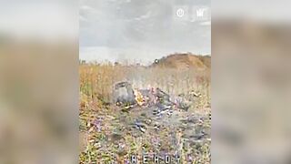 Just another ruzky invader burning in Ukrainian field.