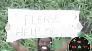 African mercenary from ruzzian side walks naked and begs for mercy "Help me!"