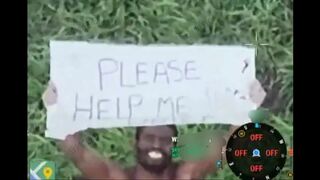 African mercenary from ruzzian side walks naked and begs for mercy "Help me!"