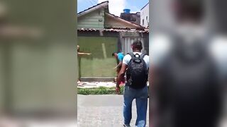 Thief Leaving Property Meets Angry Locals