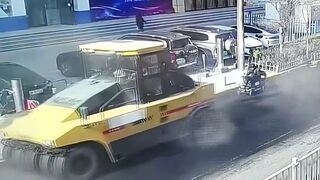 Wheelchair Bound Man Flattened By Road Roller