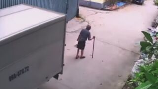 Old Man Gets Crushed By Reversing truck