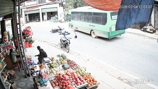 Motorcyclist Meets The Bus Head On