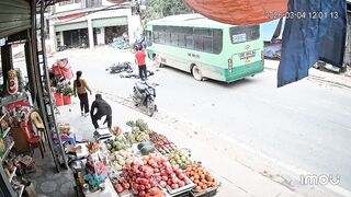 Motorcyclist Meets The Bus Head On