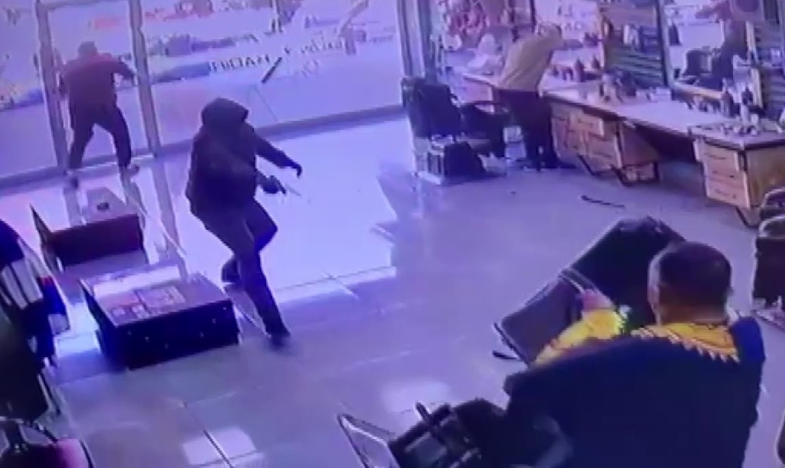Chaos in Turkish Barbershop: Armed Masked Man Shoots Wildly at Everyone Present