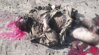 A Russian soldier was blown up by an IED (Improvised Explosive Device)