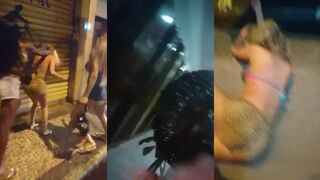 Brazilian shemale beaten by other shemales