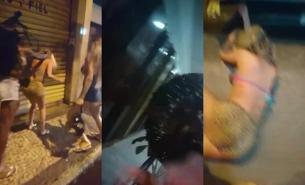 Brazilian shemale beaten by other shemales