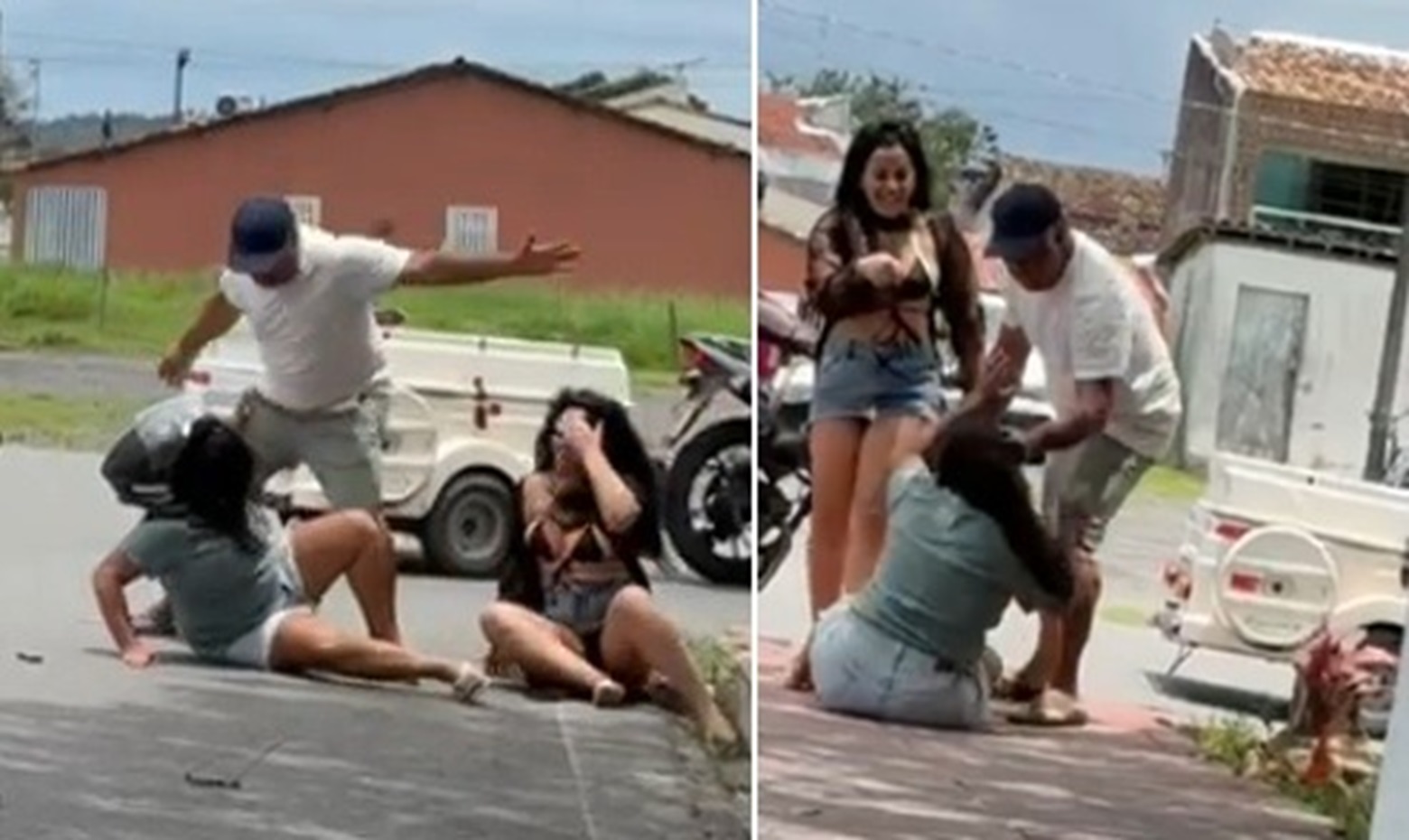 Wife Beats Husband's Mistress, Then Husband Joins In and Attacks Her Too