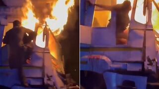 Truck Driver Burning Alive Inside Cab After Vehicle Malfunction Fire