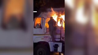 Truck Driver Burning Alive Inside Cab After Vehicle Malfunction Fire