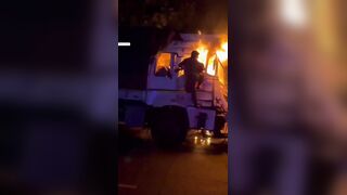 Truck Driver Burning Alive Inside Cab After Vehicle Malfunction Fire