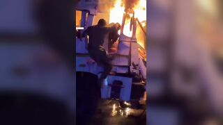 Truck Driver Burning Alive Inside Cab After Vehicle Malfunction Fire