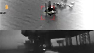 Ukrainian naval forces attacked a Russian oil drilling platform with sea drones