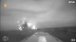 Ukrainian naval forces attacked a Russian oil drilling platform with sea drones