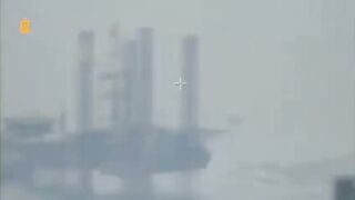 Ukrainian naval forces attacked a Russian oil drilling platform with sea drones