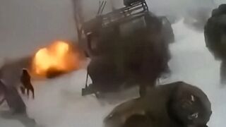 The camera recorded the arrival of a UA drone targeting a group of RU fascists