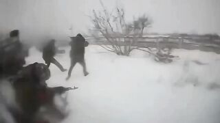 The camera recorded the arrival of a UA drone targeting a group of RU fascists