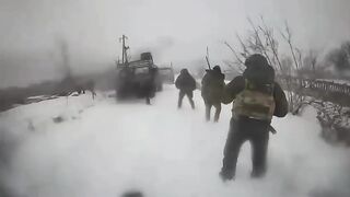 The camera recorded the arrival of a UA drone targeting a group of RU fascists